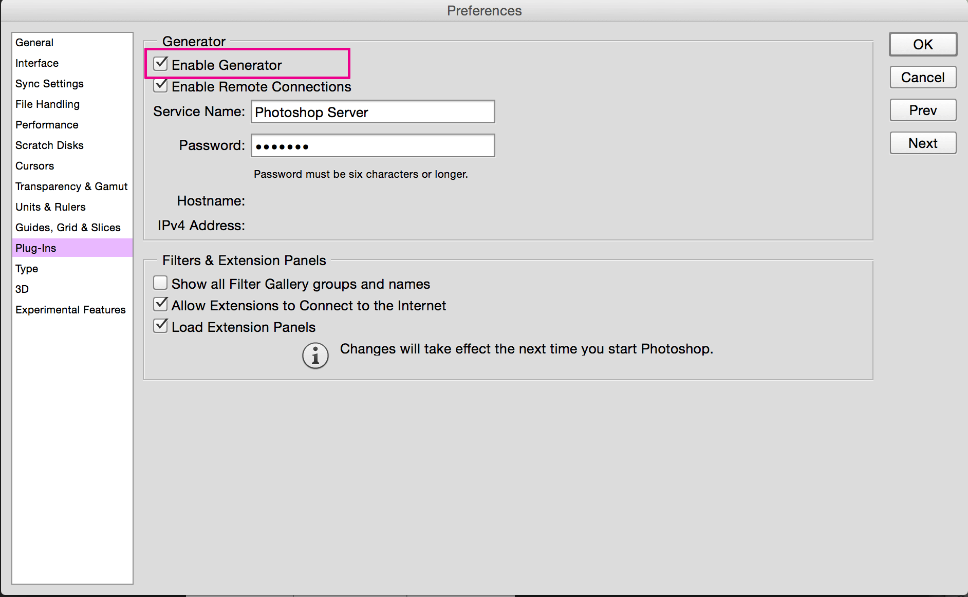 Plugins menu