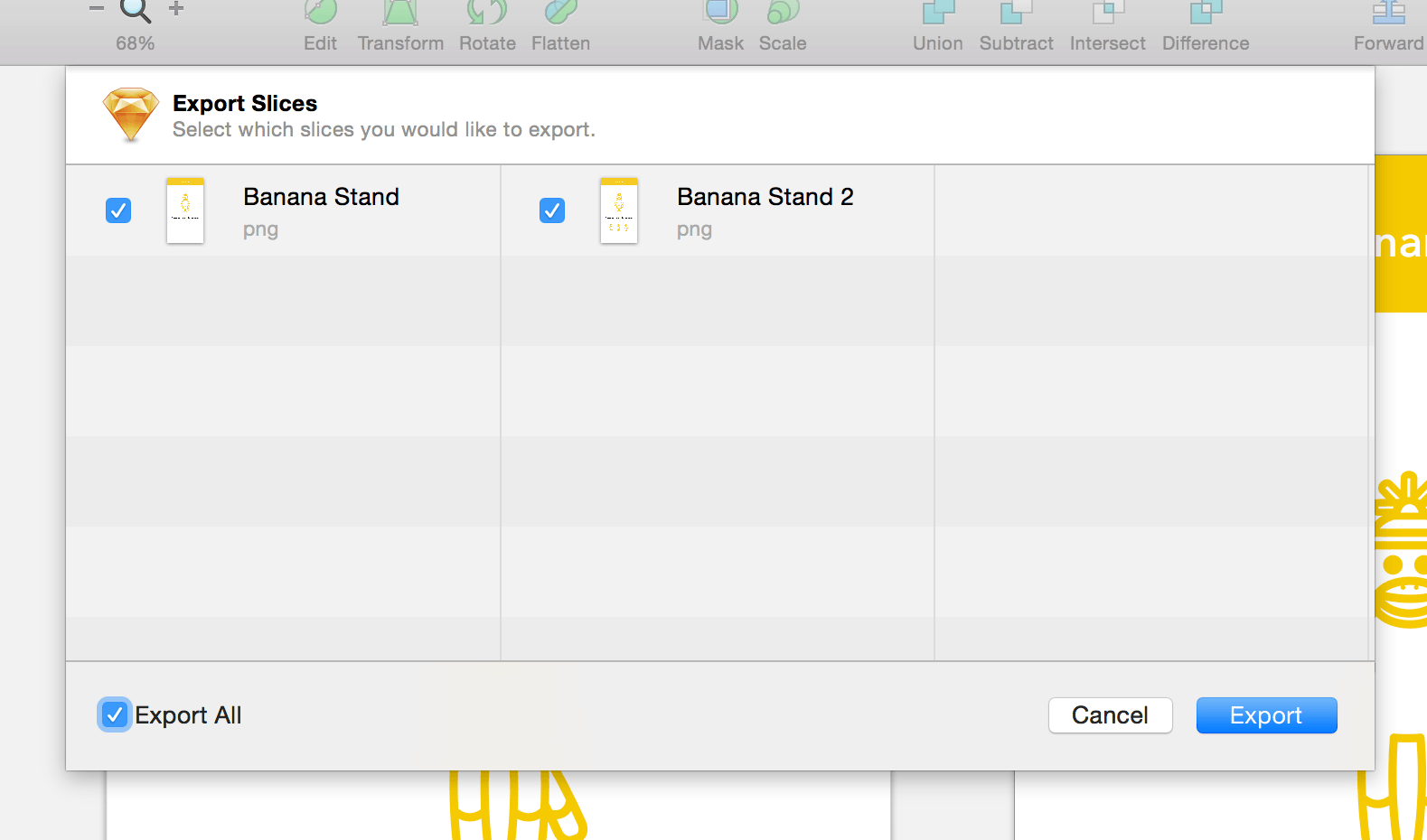 Export dialog.
